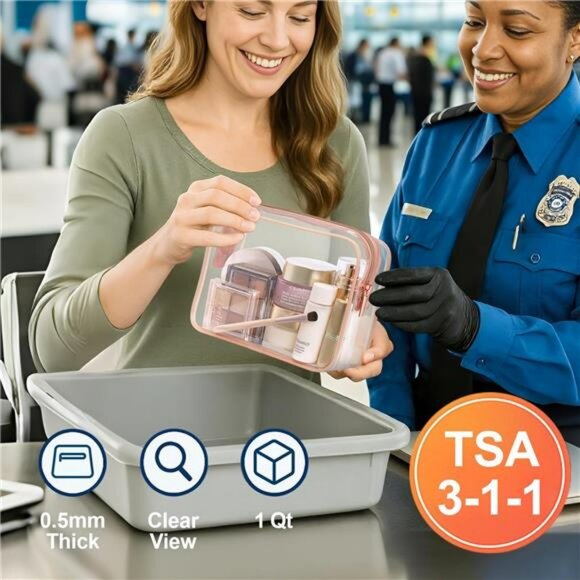 TSA Approved Clear Toiletry Bag Set Travel Makeup Cosmetic Pouch Carry On - Picture 2 of 7